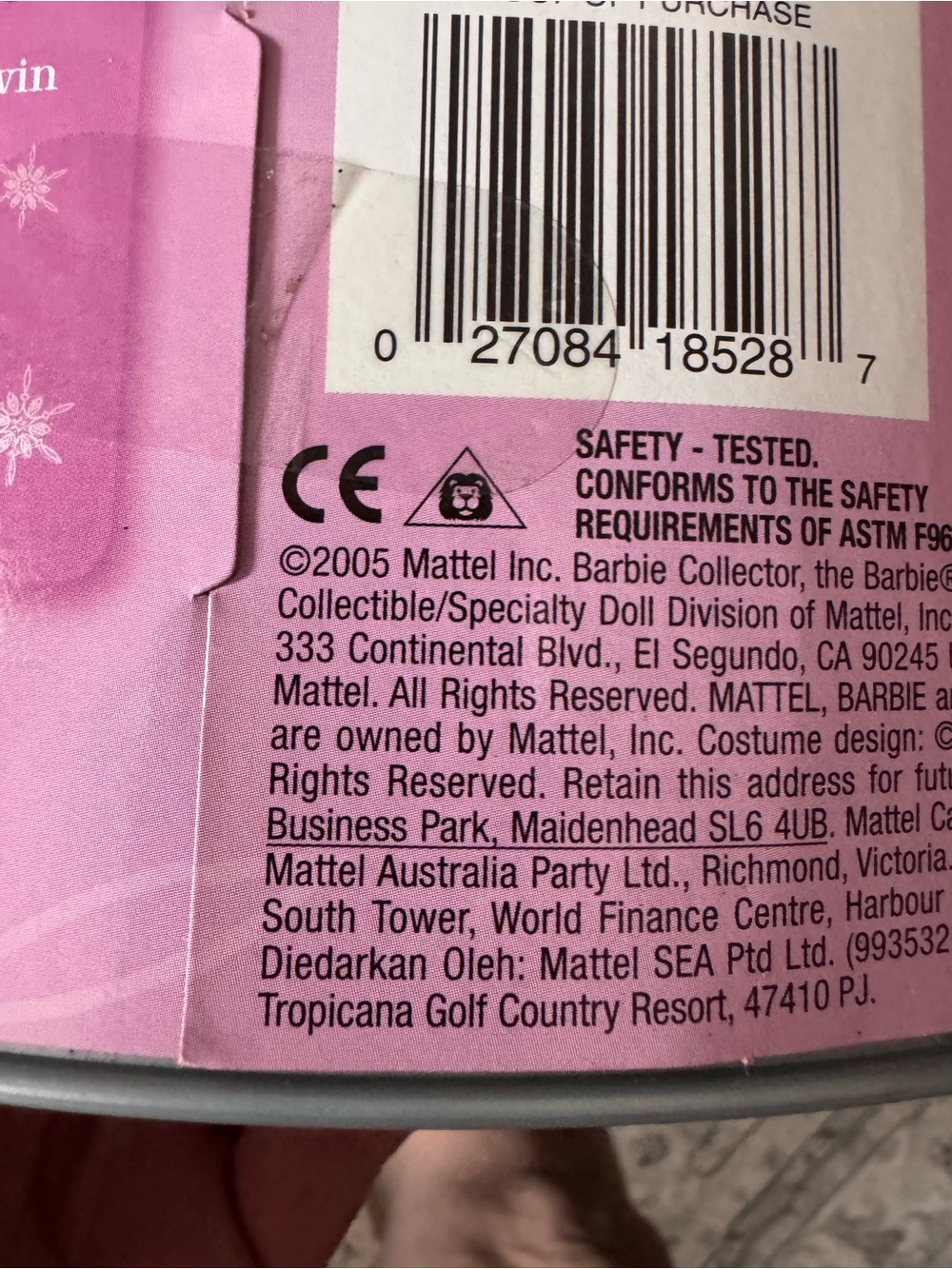 Barbie Pink and White Holiday Collector Doll Tin by Barbie - Picture 6 of 10